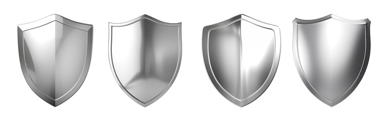 Shield shape 3D Chrome Material png on transparent background