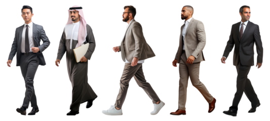 Diverse business people walking set