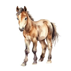 Obraz premium Cute horse watercolor illustration, animals and farm clipart