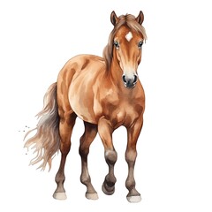 Fototapeta premium Cute horse watercolor illustration, animals and farm clipart
