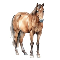 Obraz premium Cute horse watercolor illustration, animals and farm clipart