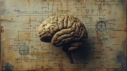 Analytical Brain Concept with Mathematical Equations and Formulas Illustrating Logical Thinking