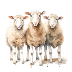 Cute lamb with clothes watercolor illustration, animals and farm clipart