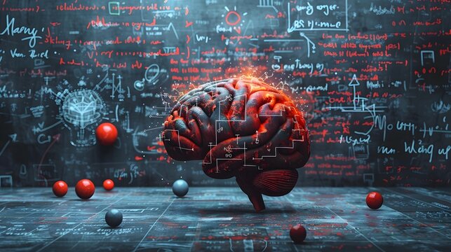 Analytical Brain Concept Illustrated with Mathematical Equations and Formulas