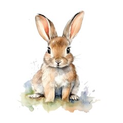 Obraz premium Cute rabbit watercolor illustration, animals and farm clipart