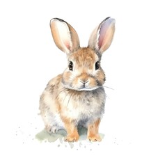 Obraz premium Cute rabbit watercolor illustration, animals and farm clipart
