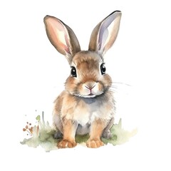 Obraz premium Cute rabbit watercolor illustration, animals and farm clipart