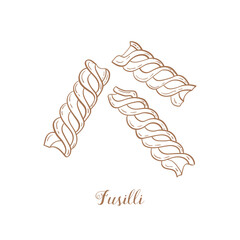 Fusilli pasta illustration. Vector sketch. Traditional Italian food. Hand-drawn image. Isolated icon