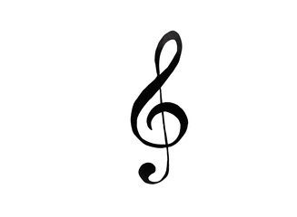 Hand-drawn watercolor illustration of a music note isolated on a white background.