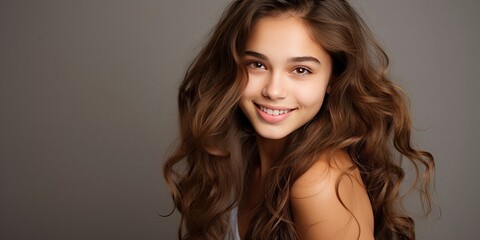 Beautiful teenage girl is smiling for studio photoshoot © Stefan