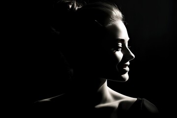 Beautiful woman dark silhouette close up portrait