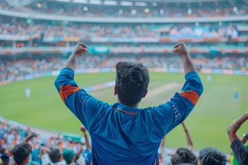 a cricket fan enjoying in the match