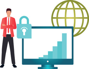 A boy is showing the graph on the screen.