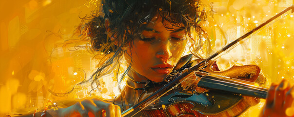 A musician playing their instrument, their face filled with passion and emotion.