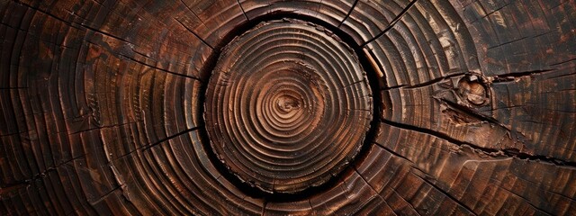 Fototapeta premium Dark brown wood rings texture background closeup