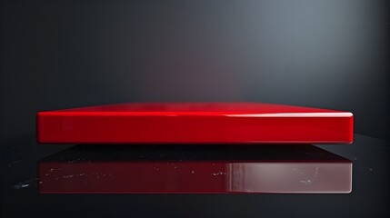 Bold Red Glossy Table on Contrasting Black Background for Product Display