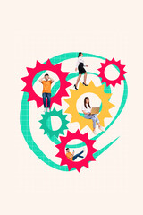 Creative abstract template collage of setting brainstorming working process business freak bizarre unusual fantasy billboard