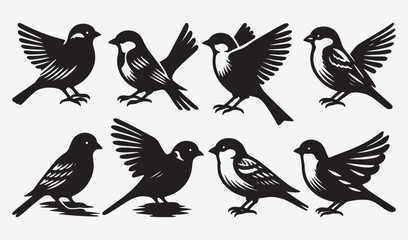 Fototapeta premium Birds Silhouette Vector Collection Hand drawn