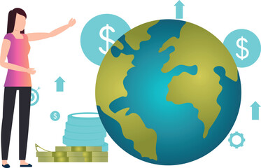 The girl is pointing at the financial arrangement.