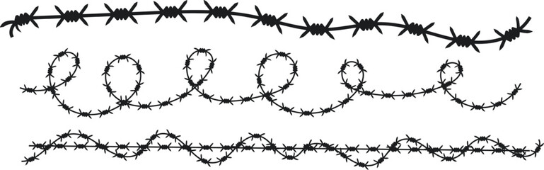 Silhouette of barbed wire, vector illustration.eps10