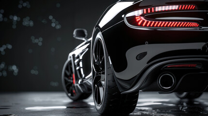 Naklejka premium The back of the front wheel of a black-colored car