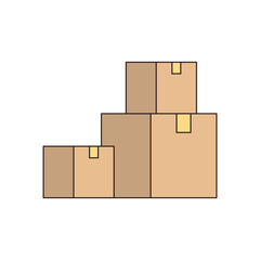 Cardboard box, packed cargo, pile of boxes, goods, parcels pile, many carton packages heap, carton boxes, goods packaged for warehouse storage, cargo shipping or delivery flat vector illustration.
