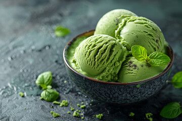 Fototapeta premium matcha ice cream in a bowl
