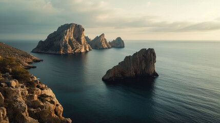 Tranquil Bliss, Pine Trees Framing the Scenic Maritime View