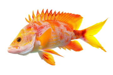 Colorful Red and Yellow Fish isolated on white background