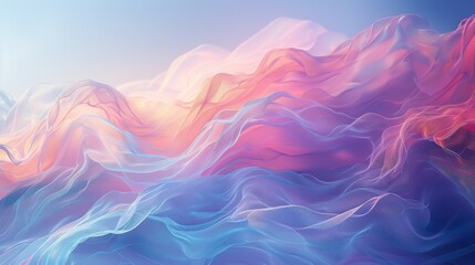 Obraz premium An abstract image featuring soft, pastel-colored waves of flowing fabric creating a serene and dreamy visual effect.