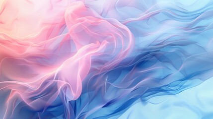 Fototapeta premium A beautiful abstract image featuring flowing waves in pink and blue tones, creating a soft and calming visual effect.