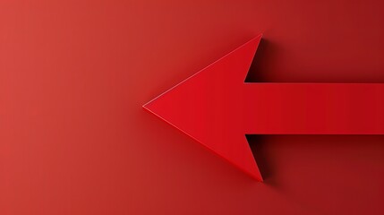Bold red arrow icon vector isolated on red background.