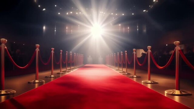 A dazzling Red Carpet Event featuring stunning bright spotlights and glamorous glitz
