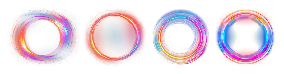 Obraz premium colorful neon circle effects set