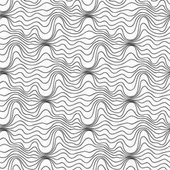 Abstract vector seamless floral background of doodle hand drawn lines. Monochrome wave pattern. Coloring book page. Black white wallpaper.