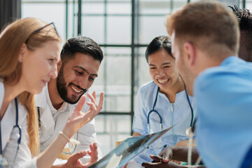 Obraz premium Group of Doctors and nurses Concept Teamwork in hospital for success work and trust in team