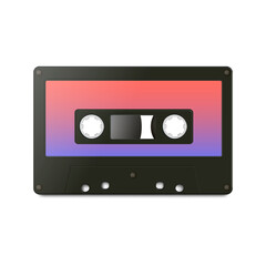 Plastic retro audio cassette, vector illustration.