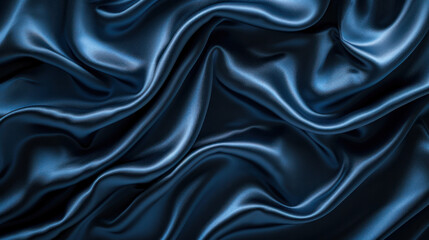 Obraz premium A close-up view of soft, blue satin fabric draped smoothly. The fabric has a rich texture and a luxurious feel
