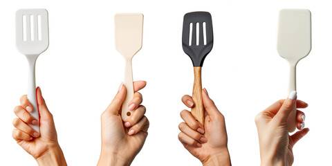 hand holding a spatula isolated on a transparent background