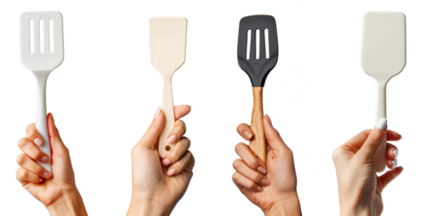hand holding a spatula isolated on a transparent background