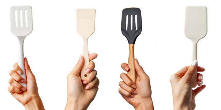 hand holding a spatula isolated on a transparent background