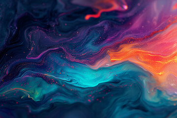 Fototapeta premium Colorful abstract wallpaper inspired by the Northern Lights, swirling & mesmerizing patterns of vibrant colors spread across the sky. Aurora Borealis Whispers abstract wallpaper concept banner design