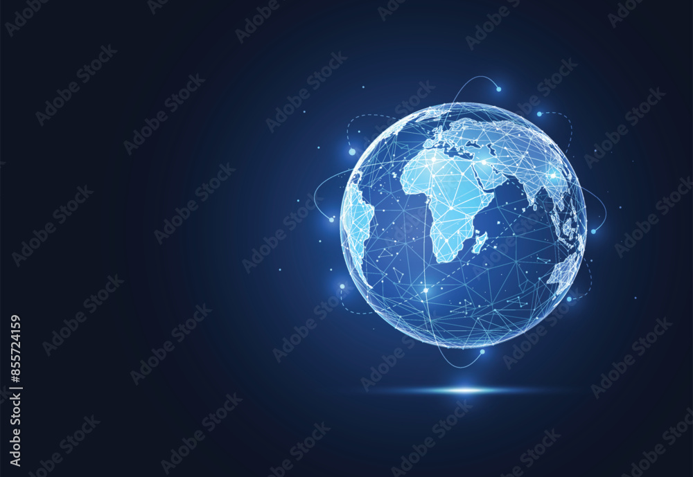 Poster global network connection. world map point and line composition concept of global business. vector i