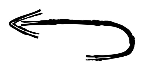 Hand drawn simple arrow drawn with wax crayon, chalk or charcoal. Uneven dry texture for underlining highlighting. Pencil drawn lines, strikethrough, grungy vector isolated on white