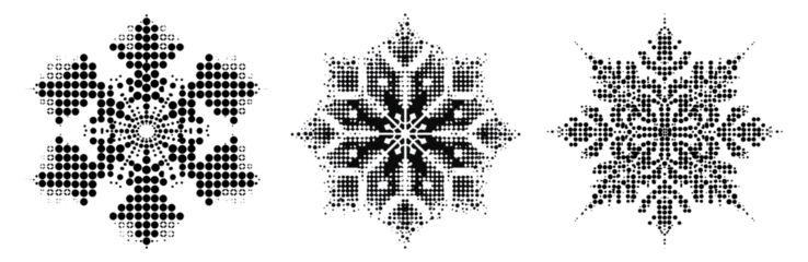 Halftone black snow effect set