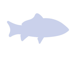 Side view of whole bonito, sea food, seafood in flat style, raw fish, top view fish silhouette with fish written on it isolated on white background flat vector illustration.
