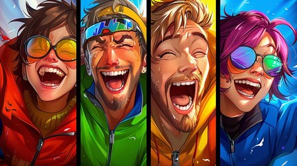 Obraz premium illustration of four people screaming