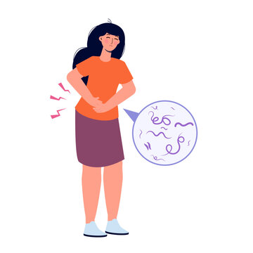 recommend clip art: Worm infection, human intestinal parasites concept. Vector illustration.