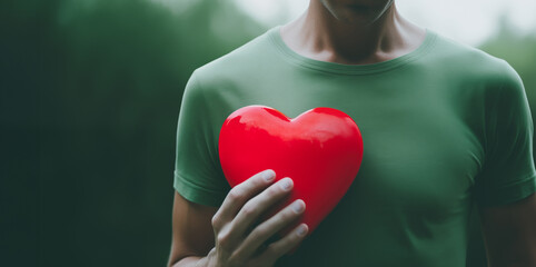 Hand holding red heart, World health day, Health care and mental health concept, Health insurance, Charity volunteer donation, CSR responsibility, World heart day, Self love
