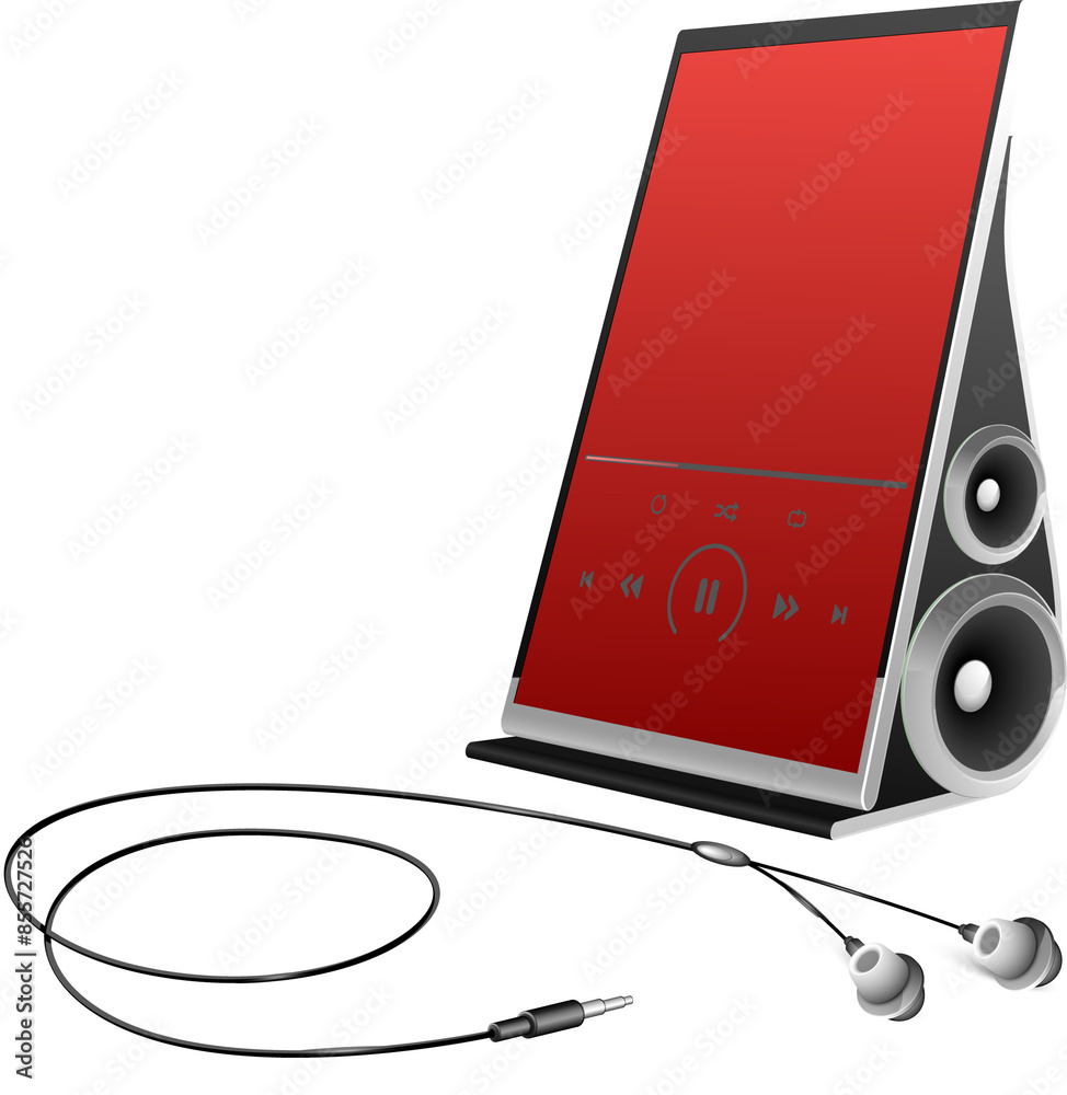 Wall mural ipod and earphones elements on png background.